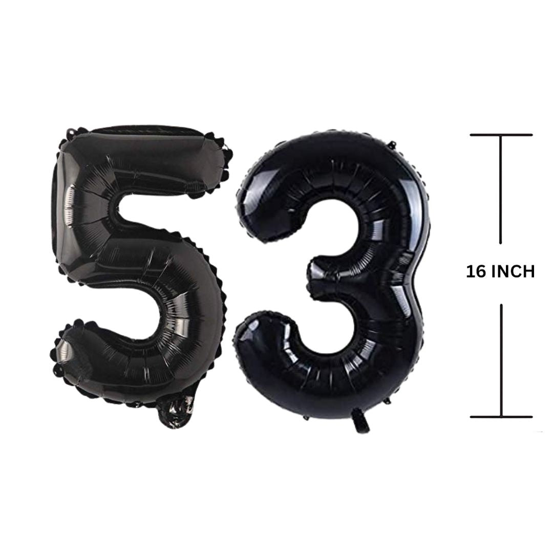 16 Inches Black Number Balloon Air or Helium Compactable Balloon for Party Decoration, Birthday, Anniversary