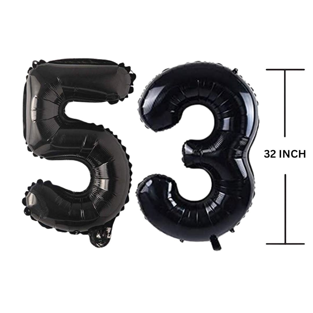 32 Inches Black Number Balloon Air or Helium Compactable Balloon for Party Decoration, Birthday, Anniversary