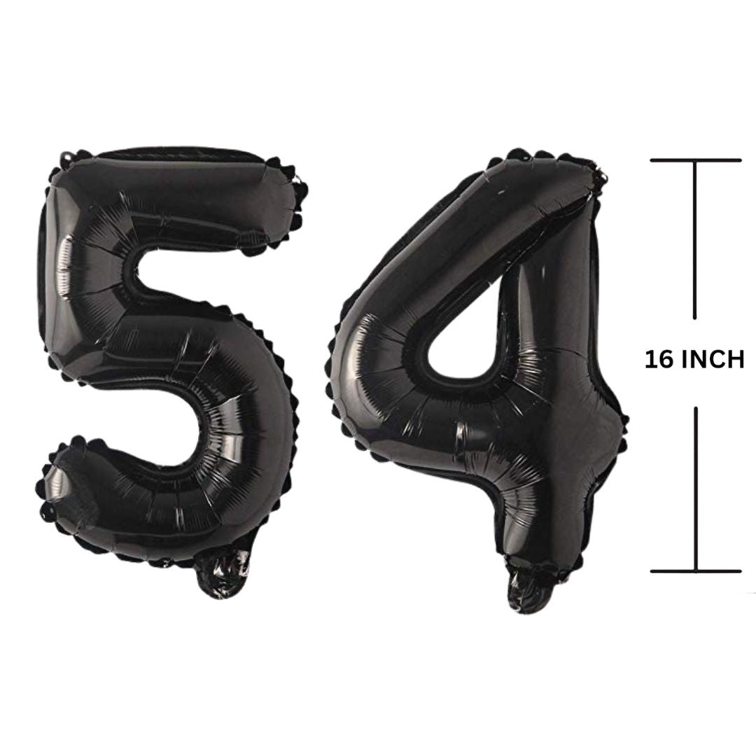 16 Inches Black Number Balloon Air or Helium Compactable Balloon for Party Decoration, Birthday, Anniversary