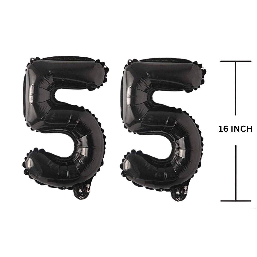 16 Inches Black Number Balloon Air or Helium Compactable Balloon for Party Decoration, Birthday, Anniversary