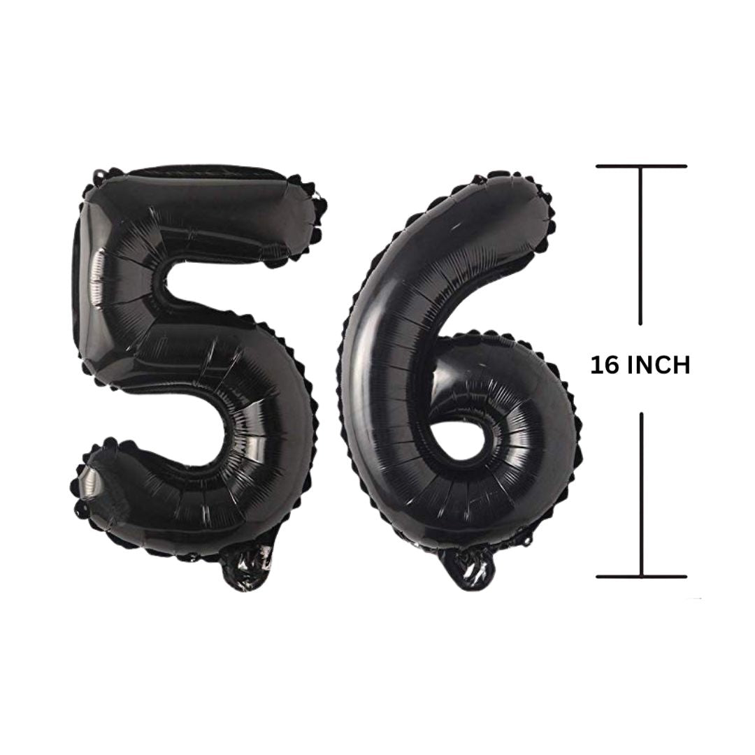 16 Inches Black Number Balloon Air or Helium Compactable Balloon for Party Decoration, Birthday, Anniversary