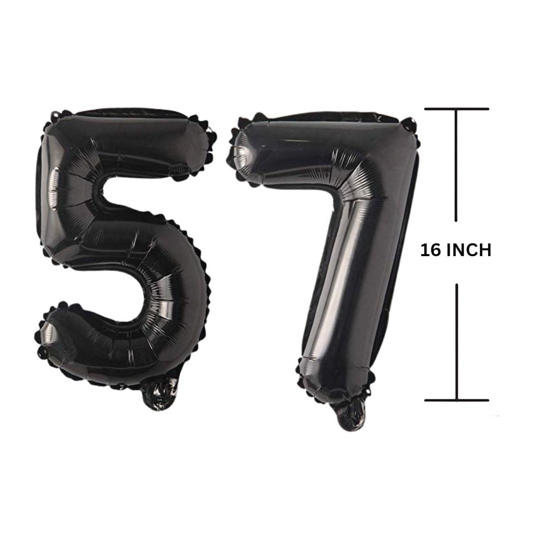 16 Inches Black Number Balloon Air or Helium Compactable Balloon for Party Decoration, Birthday, Anniversary