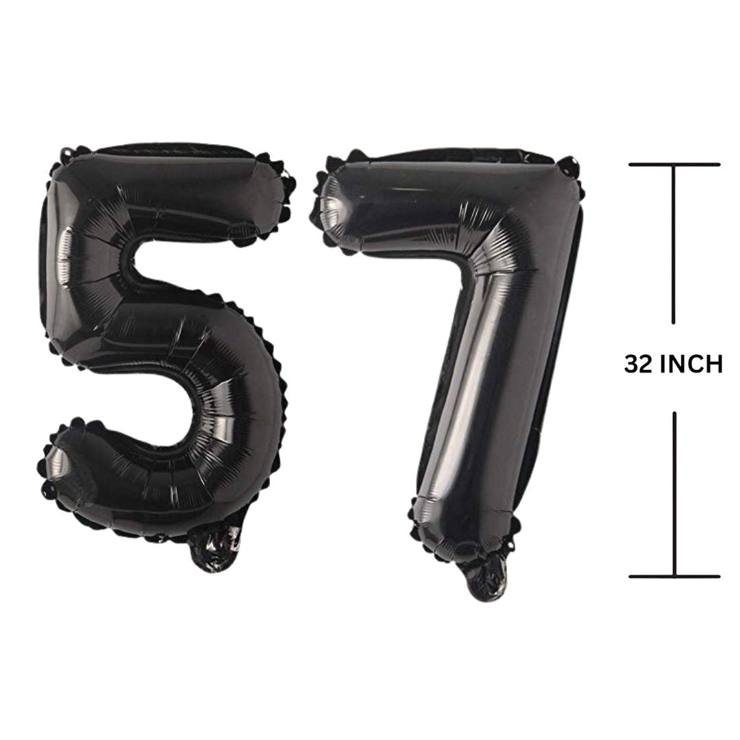 32 Inches Black Number Balloon Air or Helium Compactable Balloon for Party Decoration, Birthday, Anniversary