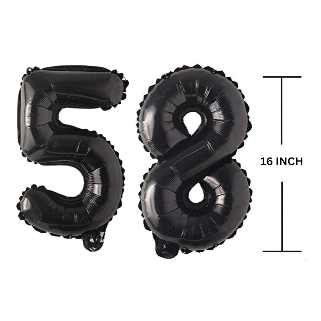 16 Inches Black Number Balloon Air or Helium Compactable Balloon for Party Decoration, Birthday, Anniversary