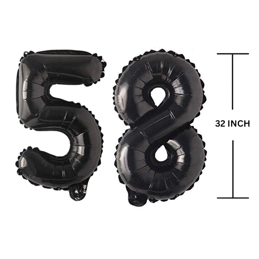 32 Inches Black Number Balloon Air or Helium Compactable Balloon for Party Decoration, Birthday, Anniversary