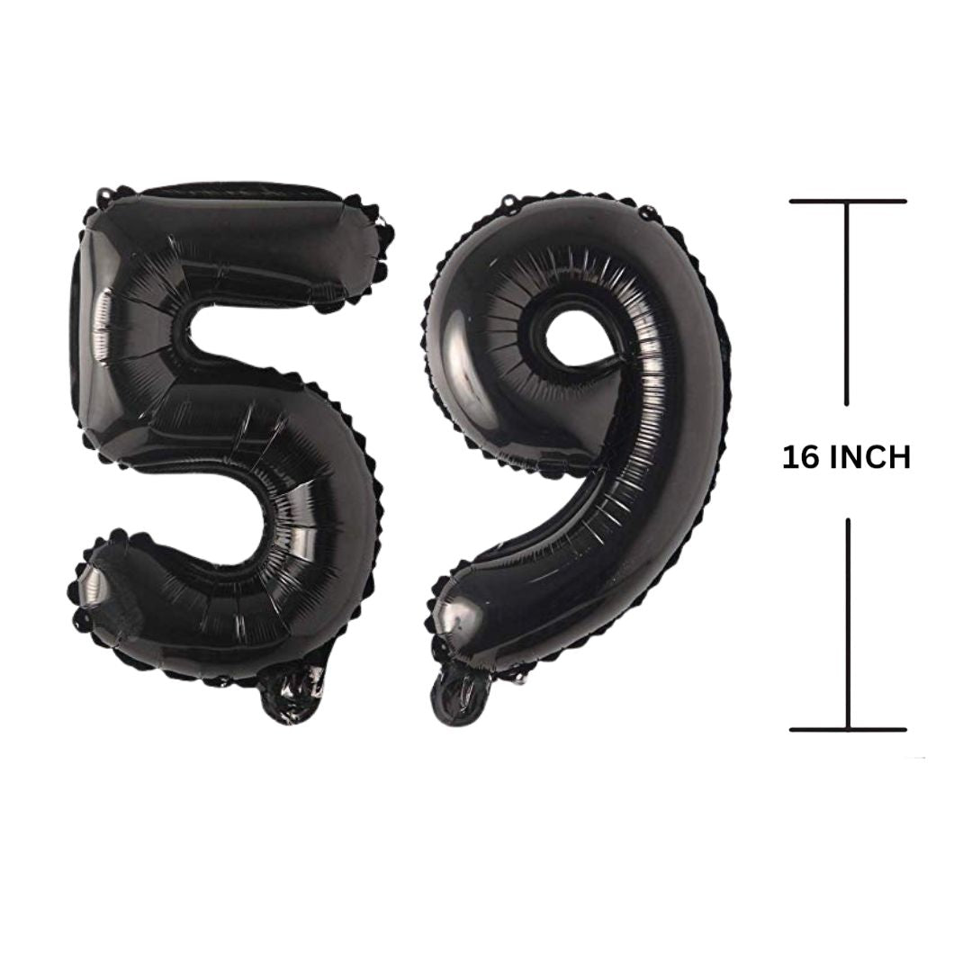 16 Inches Black Number Balloon Air or Helium Compactable Balloon for Party Decoration, Birthday, Anniversary