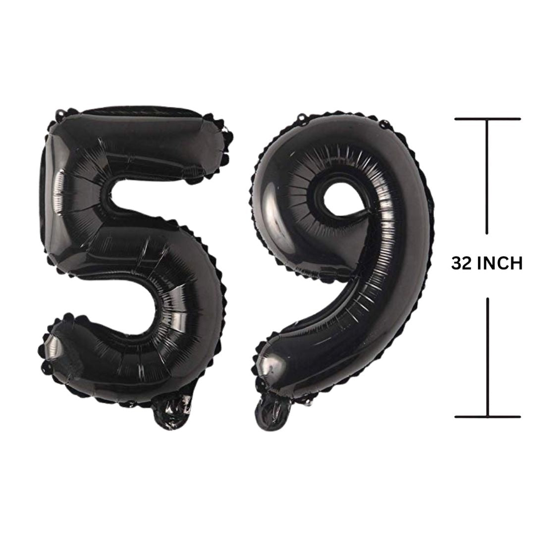 32 Inches Black Number Balloon Air or Helium Compactable Balloon for Party Decoration, Birthday, Anniversary