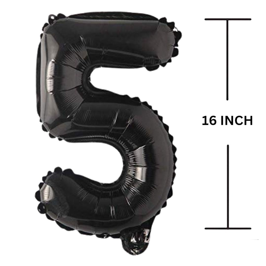 16 Inches Black Number Balloon Air or Helium Compactable Balloon for Party Decoration, Birthday, Anniversary