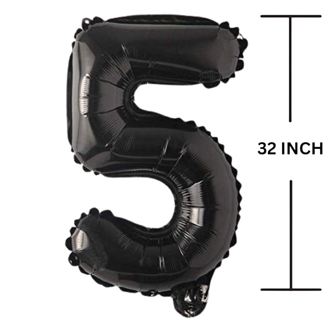 32 Inches Black Number Balloon Air or Helium Compactable Balloon for Party Decoration, Birthday, Anniversary