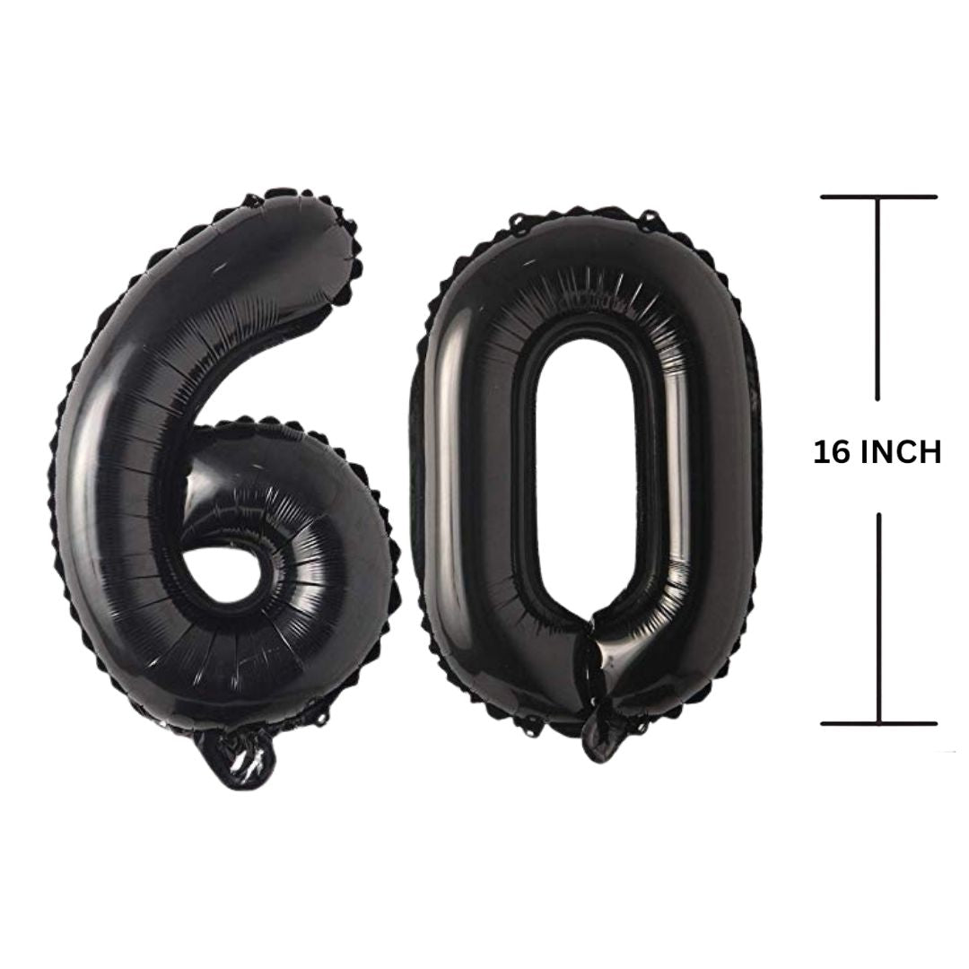 16 Inches Black Number Balloon Air or Helium Compactable Balloon for Party Decoration, Birthday, Anniversary