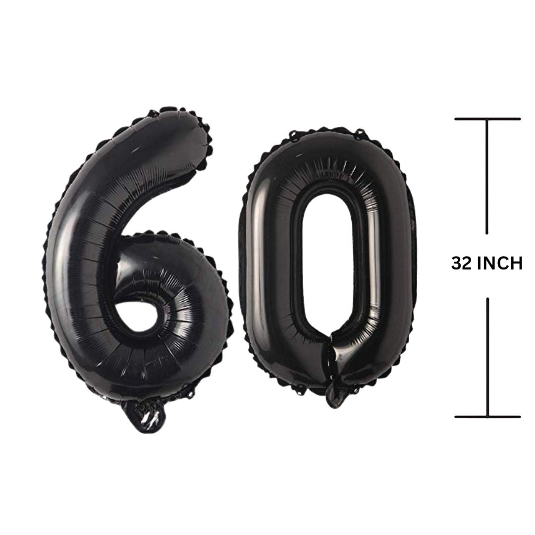 32 Inches Black Number Balloon Air or Helium Compactable Balloon for Party Decoration, Birthday, Anniversary