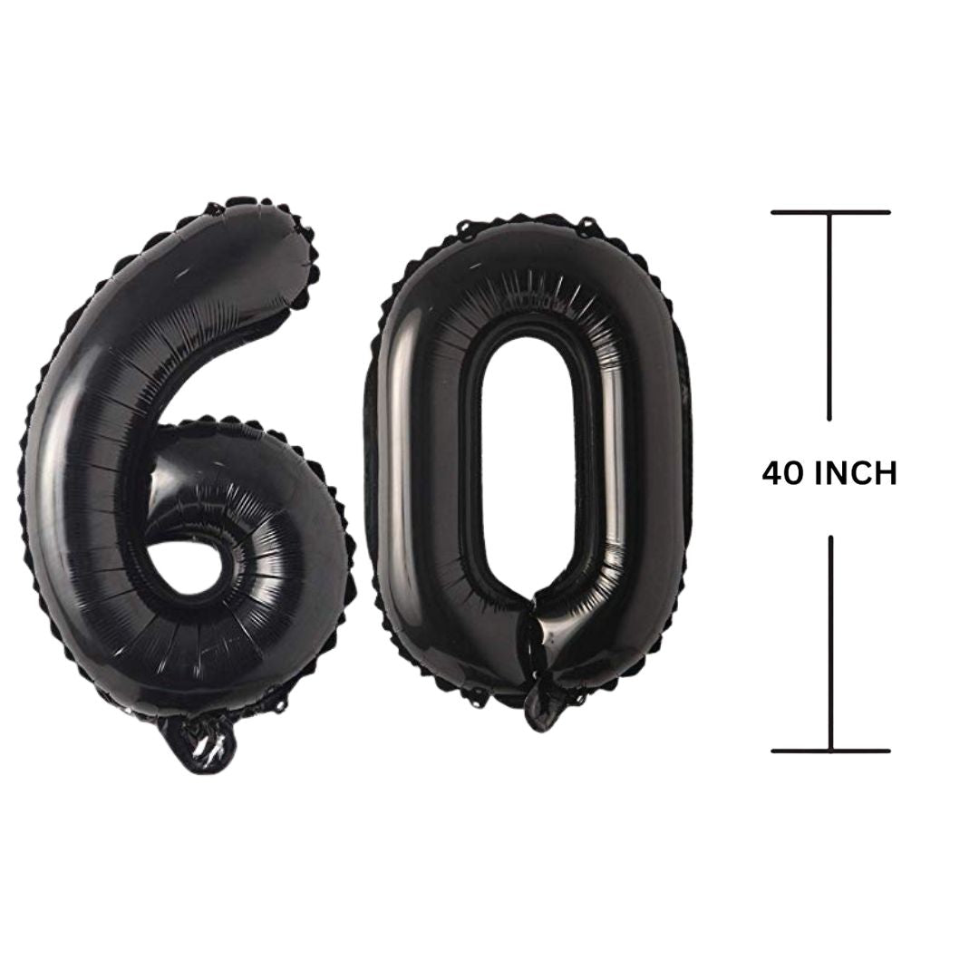 40 Inches Black Number Balloon Air or Helium Compactable Balloon for Party Decoration, Birthday, Anniversary