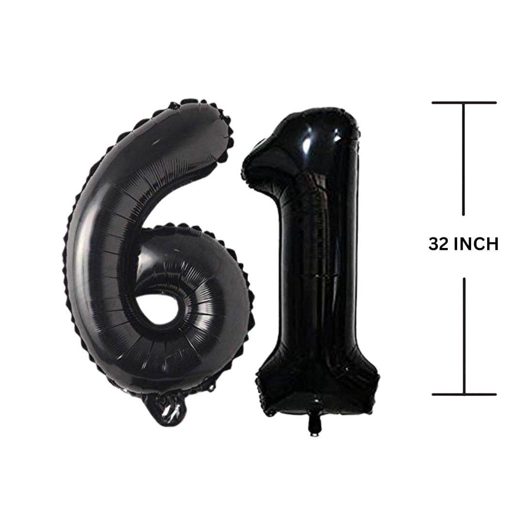 32 Inches Black Number Balloon Air or Helium Compactable Balloon for Party Decoration, Birthday, Anniversary