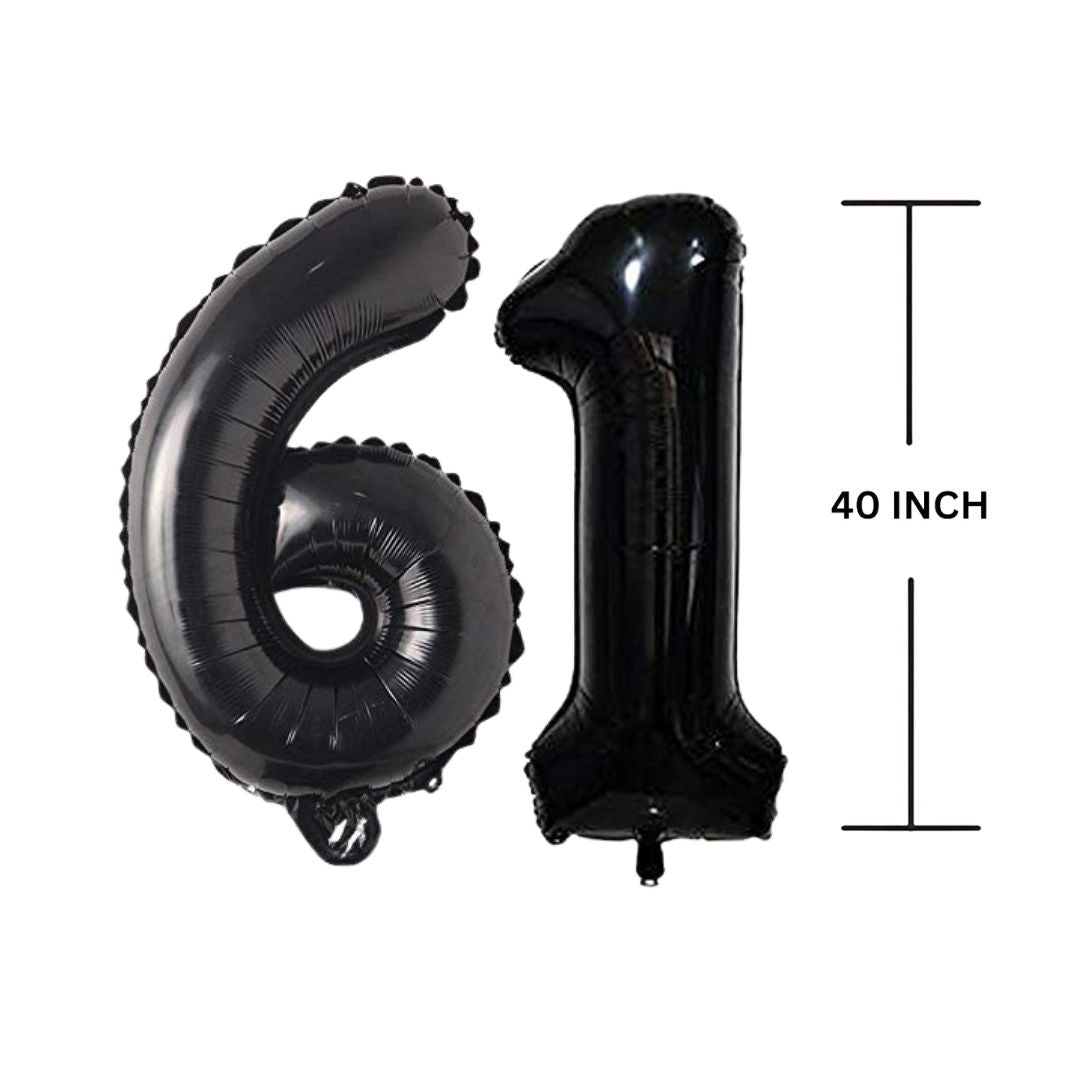 40 Inches Black Number Balloon Air or Helium Compactable Balloon for Party Decoration, Birthday, Anniversary