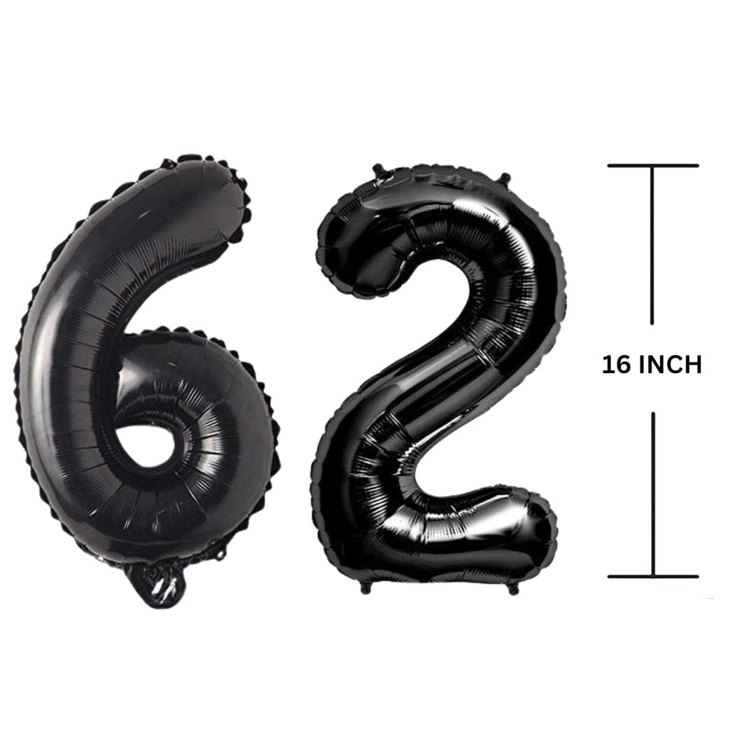 16 Inches Black Number Balloon Air or Helium Compactable Balloon for Party Decoration, Birthday, Anniversary