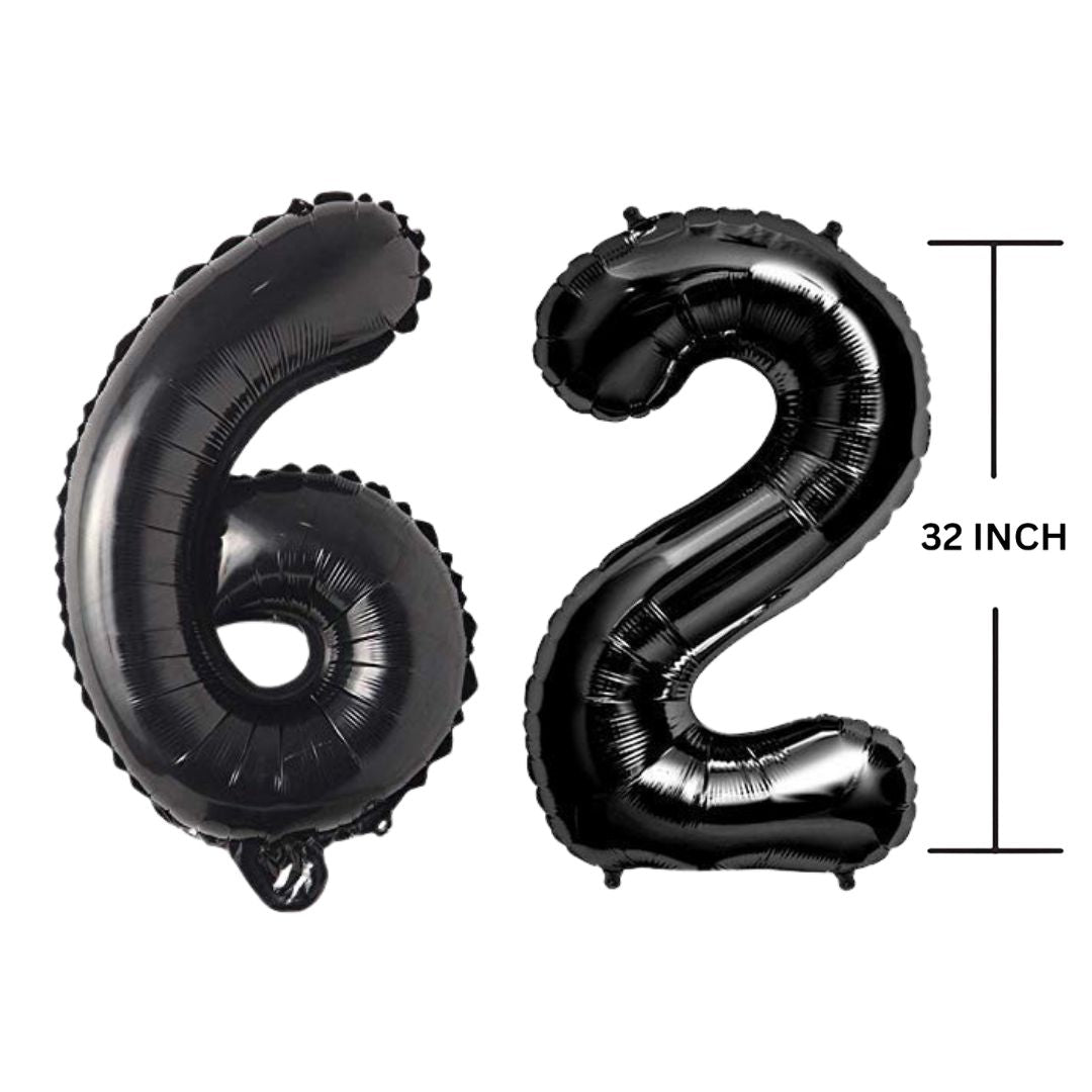 32 Inches Black Number Balloon Air or Helium Compactable Balloon for Party Decoration, Birthday, Anniversary