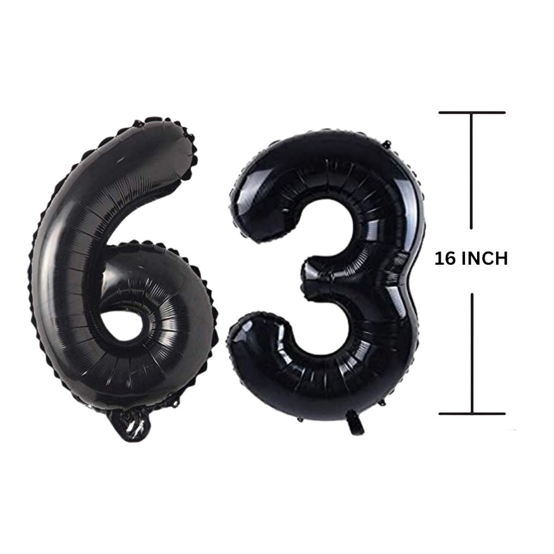 16 Inches Black Number Balloon Air or Helium Compactable Balloon for Party Decoration, Birthday, Anniversary