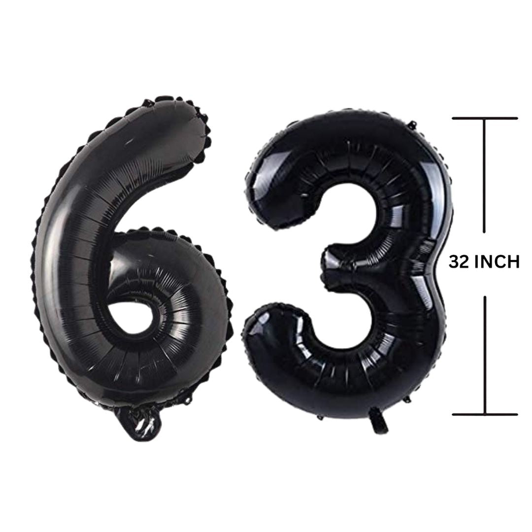 32 Inches Black Number Balloon Air or Helium Compactable Balloon for Party Decoration, Birthday, Anniversary