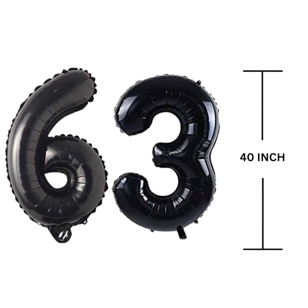 40 Inches Black Number Balloon Air or Helium Compactable Balloon for Party Decoration, Birthday, Anniversary