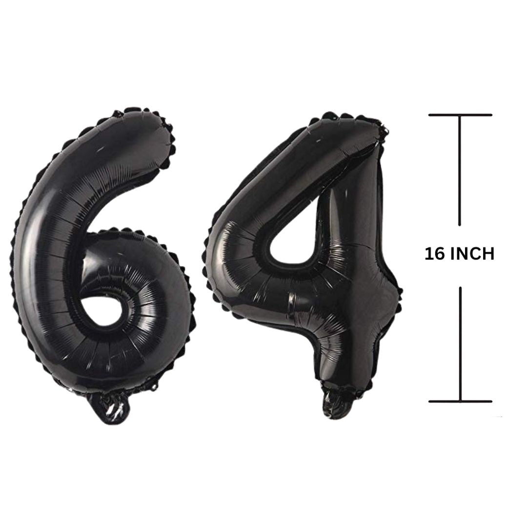 16 Inches Black Number Balloon Air or Helium Compactable Balloon for Party Decoration, Birthday, Anniversary