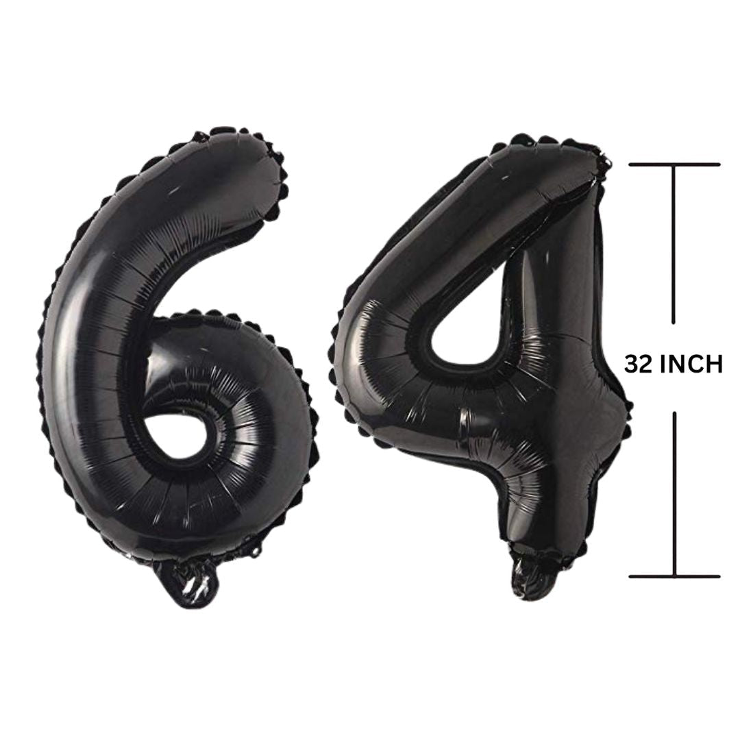 32 Inches Black Number Balloon Air or Helium Compactable Balloon for Party Decoration, Birthday, Anniversary