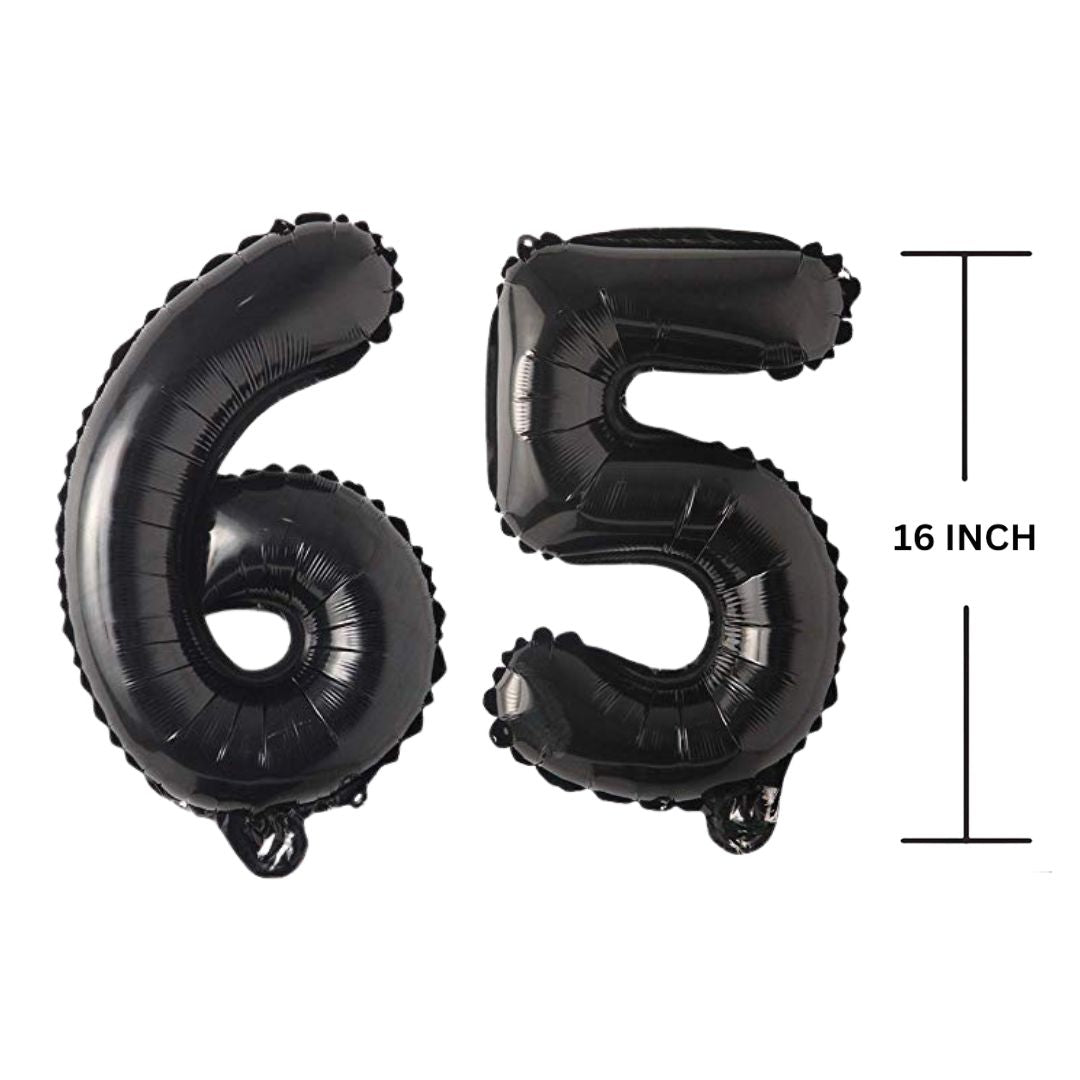 16 Inches Black Number Balloon Air or Helium Compactable Balloon for Party Decoration, Birthday, Anniversary