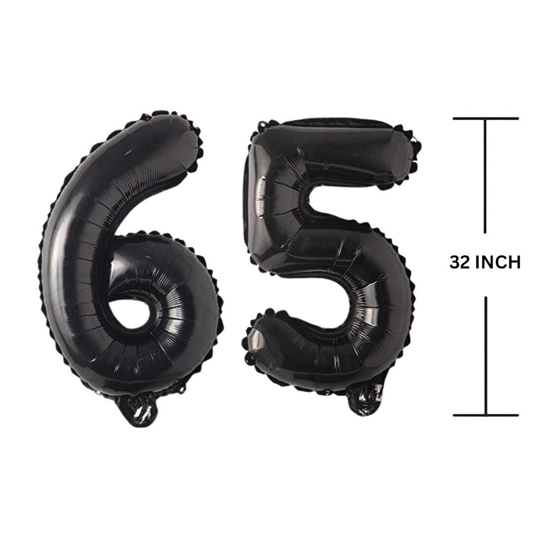 32 Inches Black Number Balloon Air or Helium Compactable Balloon for Party Decoration, Birthday, Anniversary