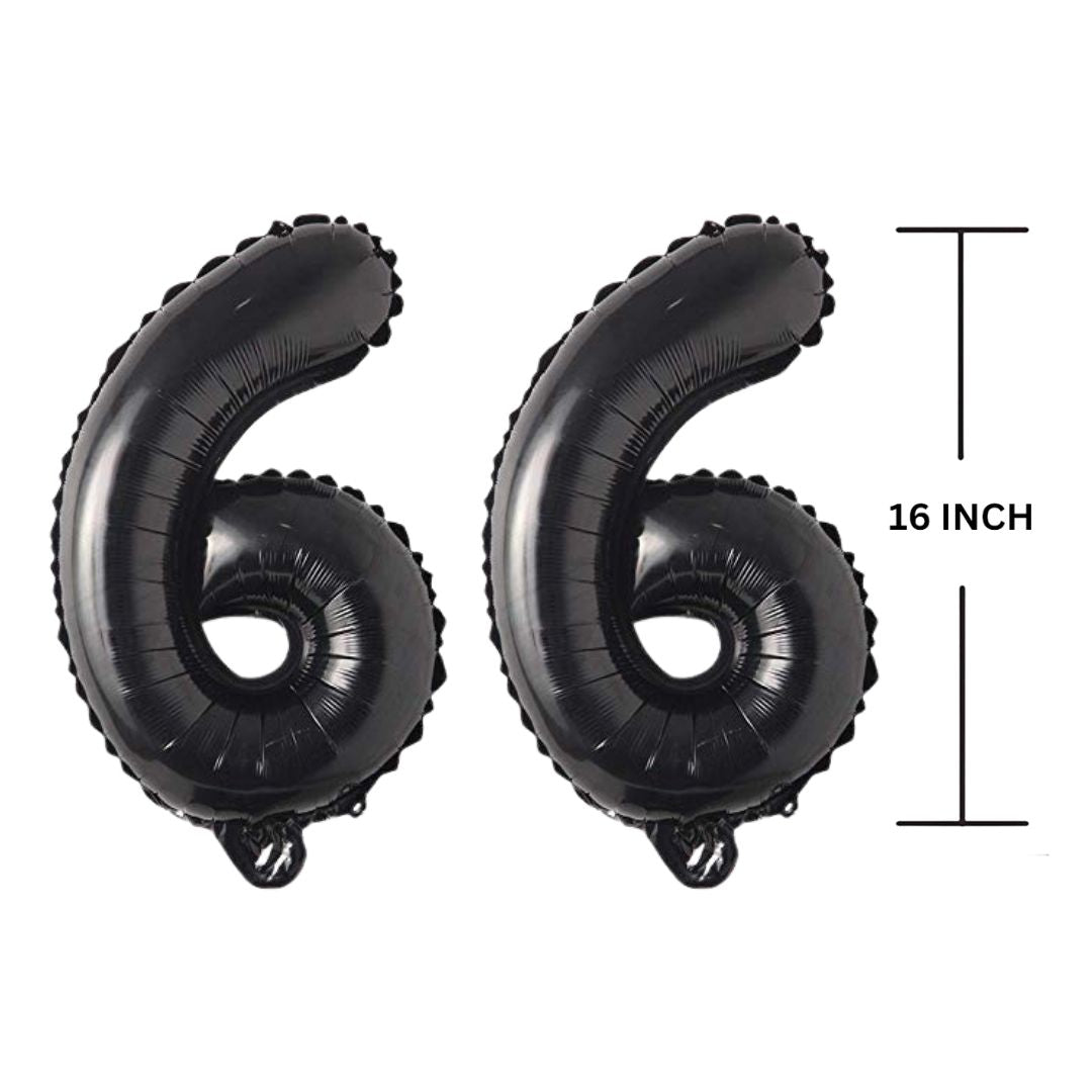 16 Inches Black Number Balloon Air or Helium Compactable Balloon for Party Decoration, Birthday, Anniversary