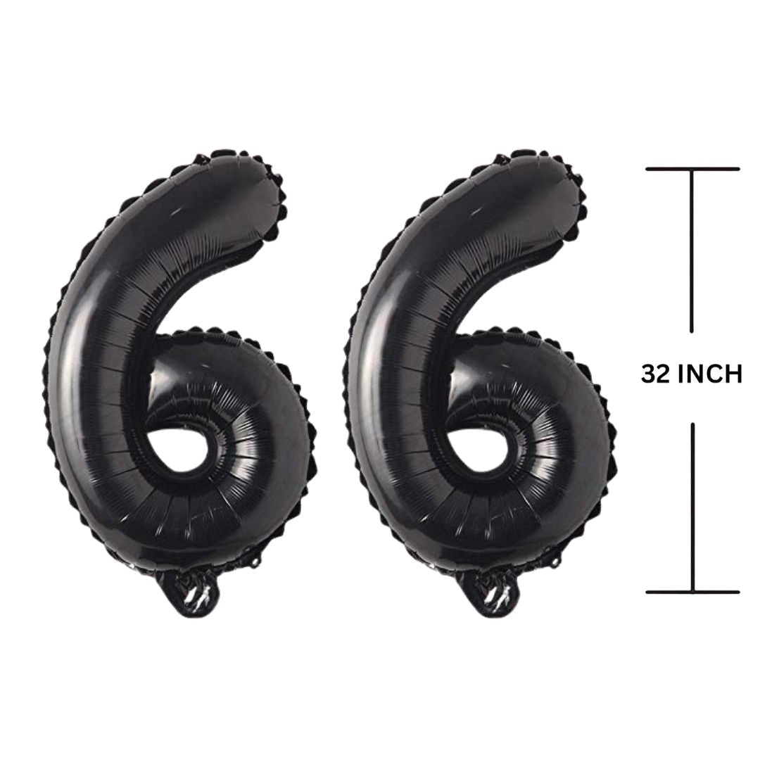 32 Inches Black Number Balloon Air or Helium Compactable Balloon for Party Decoration, Birthday, Anniversary