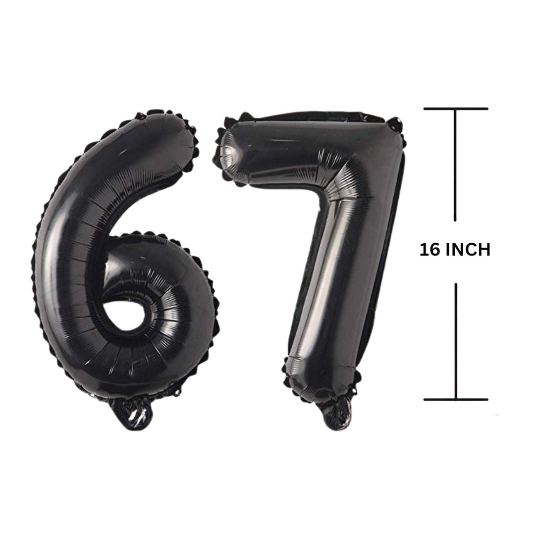 16 Inches Black Number Balloon Air or Helium Compactable Balloon for Party Decoration, Birthday, Anniversary