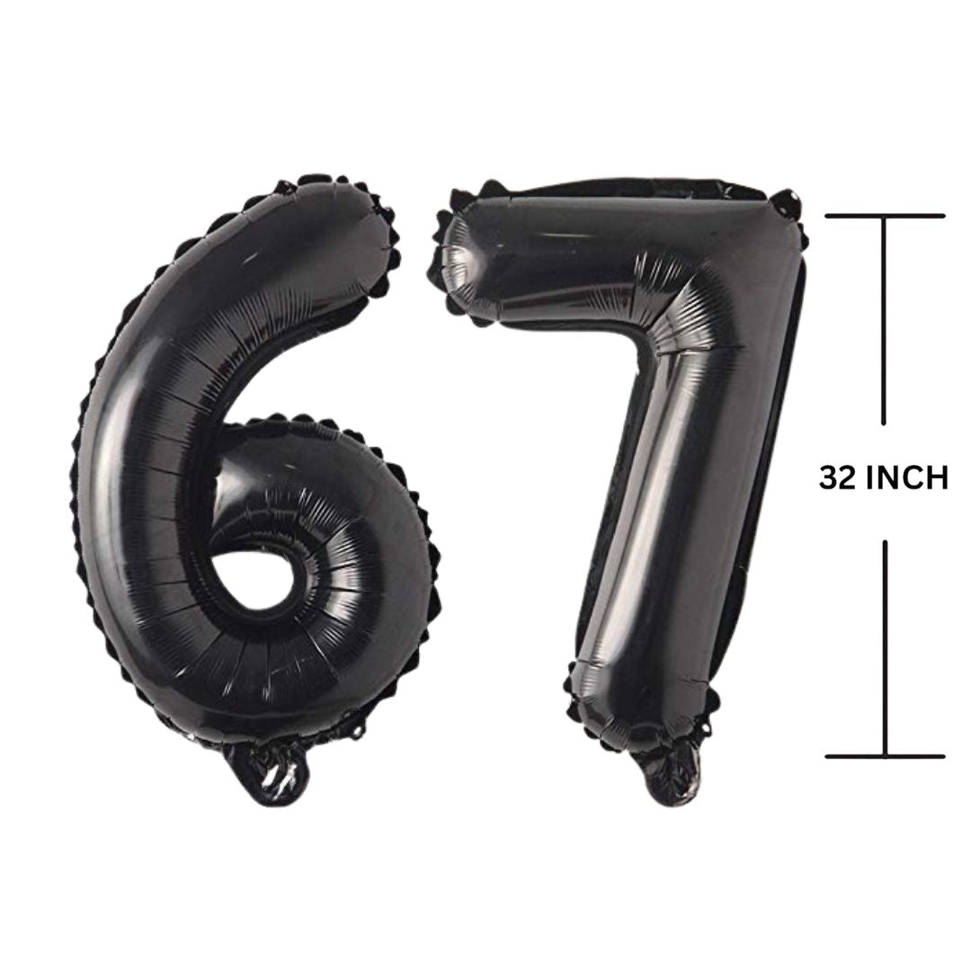 32 Inches Black Number Balloon Air or Helium Compactable Balloon for Party Decoration, Birthday, Anniversary