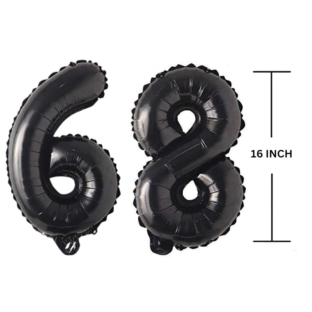 16 Inches Black Number Balloon Air or Helium Compactable Balloon for Party Decoration, Birthday, Anniversary