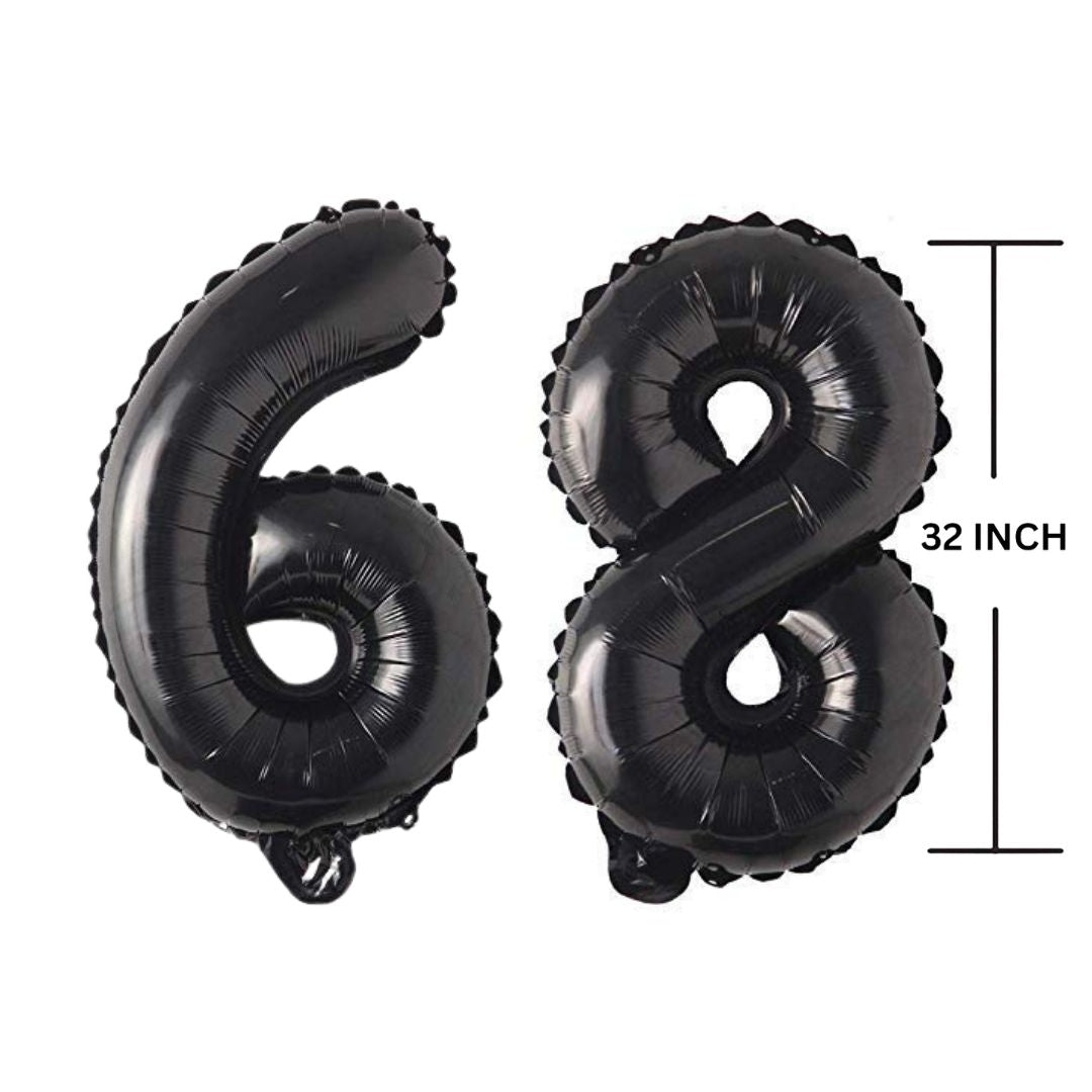 32 Inches Black Number Balloon Air or Helium Compactable Balloon for Party Decoration, Birthday, Anniversary