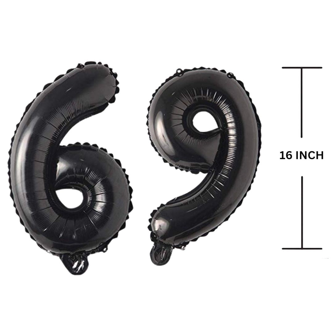 16 Inches Black Number Balloon Air or Helium Compactable Balloon for Party Decoration, Birthday, Anniversary