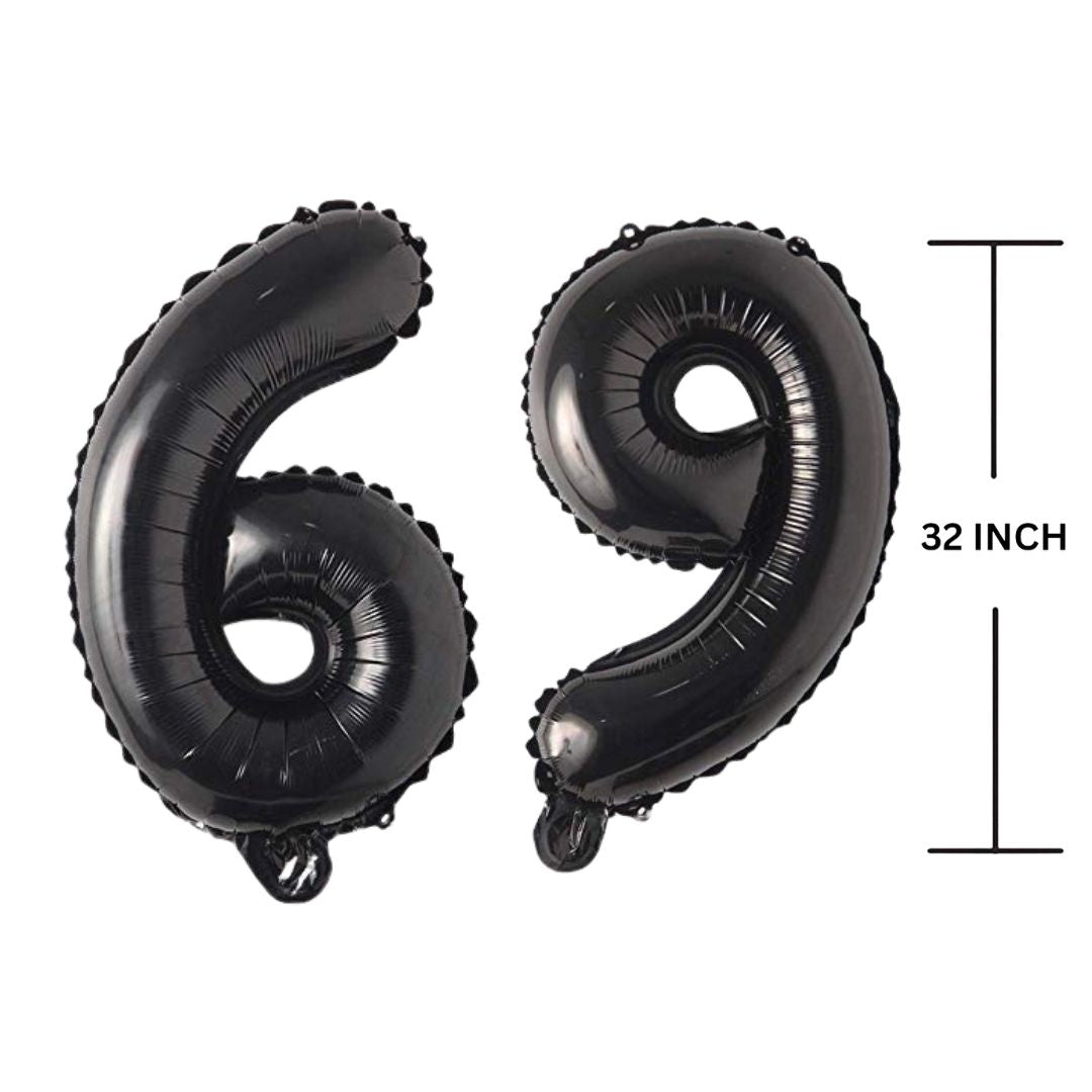 32 Inches Black Number Balloon Air or Helium Compactable Balloon for Party Decoration, Birthday, Anniversary