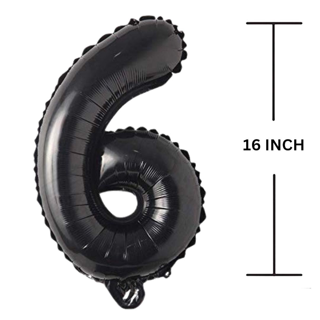 16 Inches Black Number Balloon Air or Helium Compactable Balloon for Party Decoration, Birthday, Anniversary