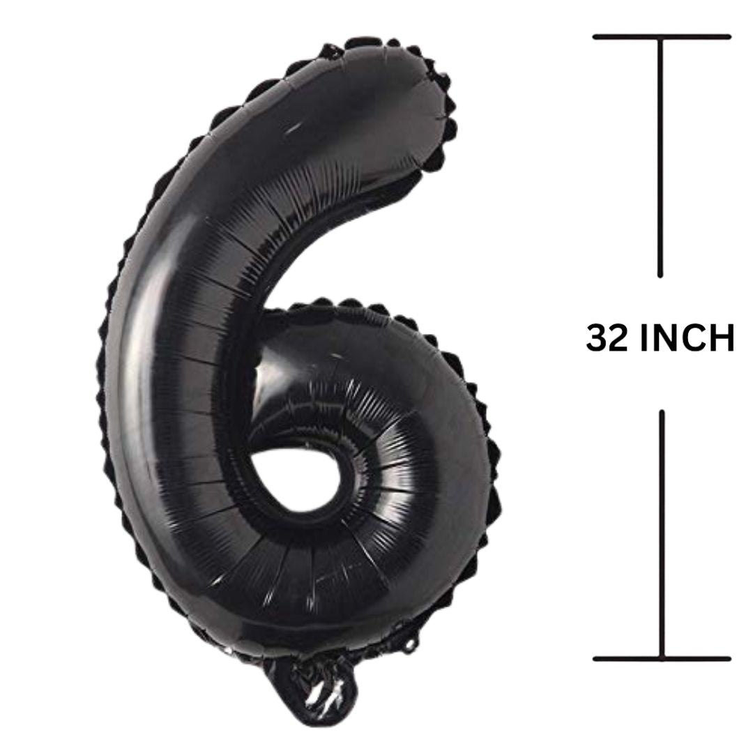 32 Inches Black Number Balloon Air or Helium Compactable Balloon for Party Decoration, Birthday, Anniversary