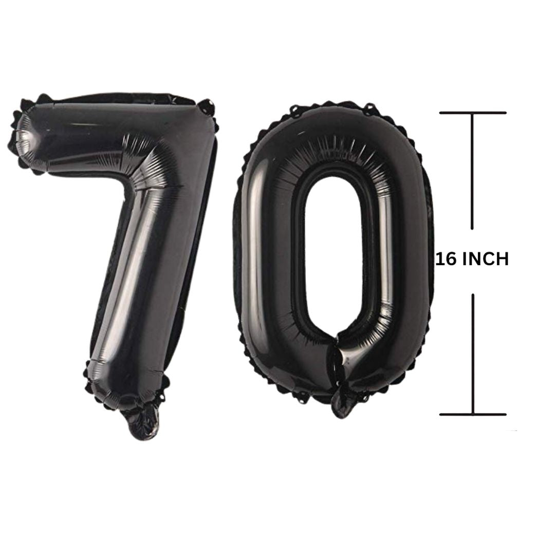 16 Inches Black Number Balloon Air or Helium Compactable Balloon for Party Decoration, Birthday, Anniversary