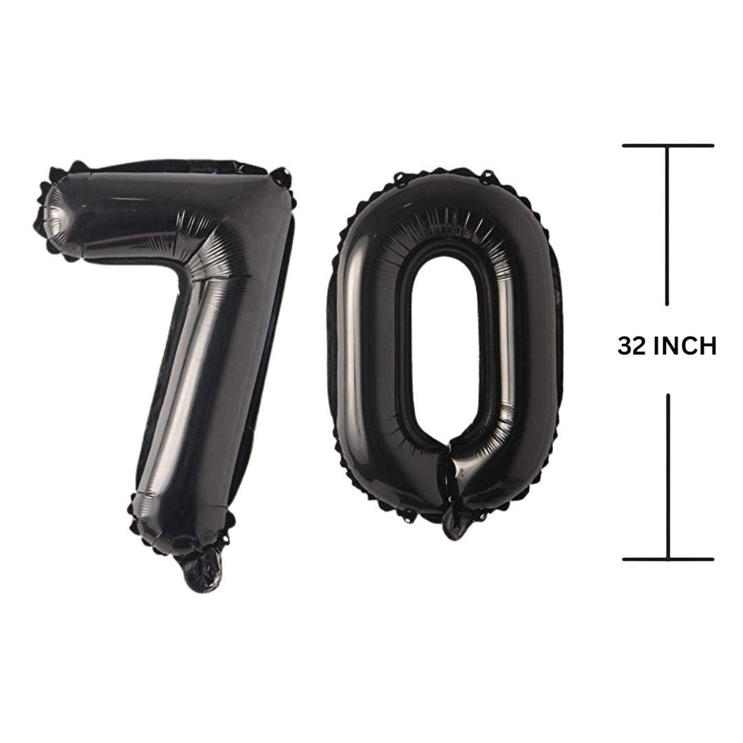 32 Inches Black Number Balloon Air or Helium Compactable Balloon for Party Decoration, Birthday, Anniversary