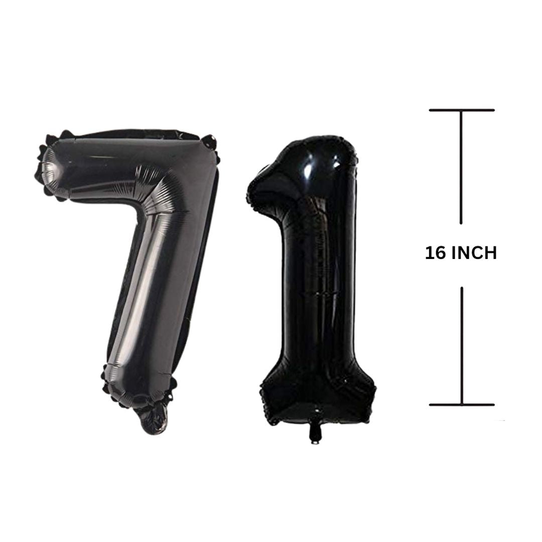 16 Inches Black Number Balloon Air or Helium Compactable Balloon for Party Decoration, Birthday, Anniversary