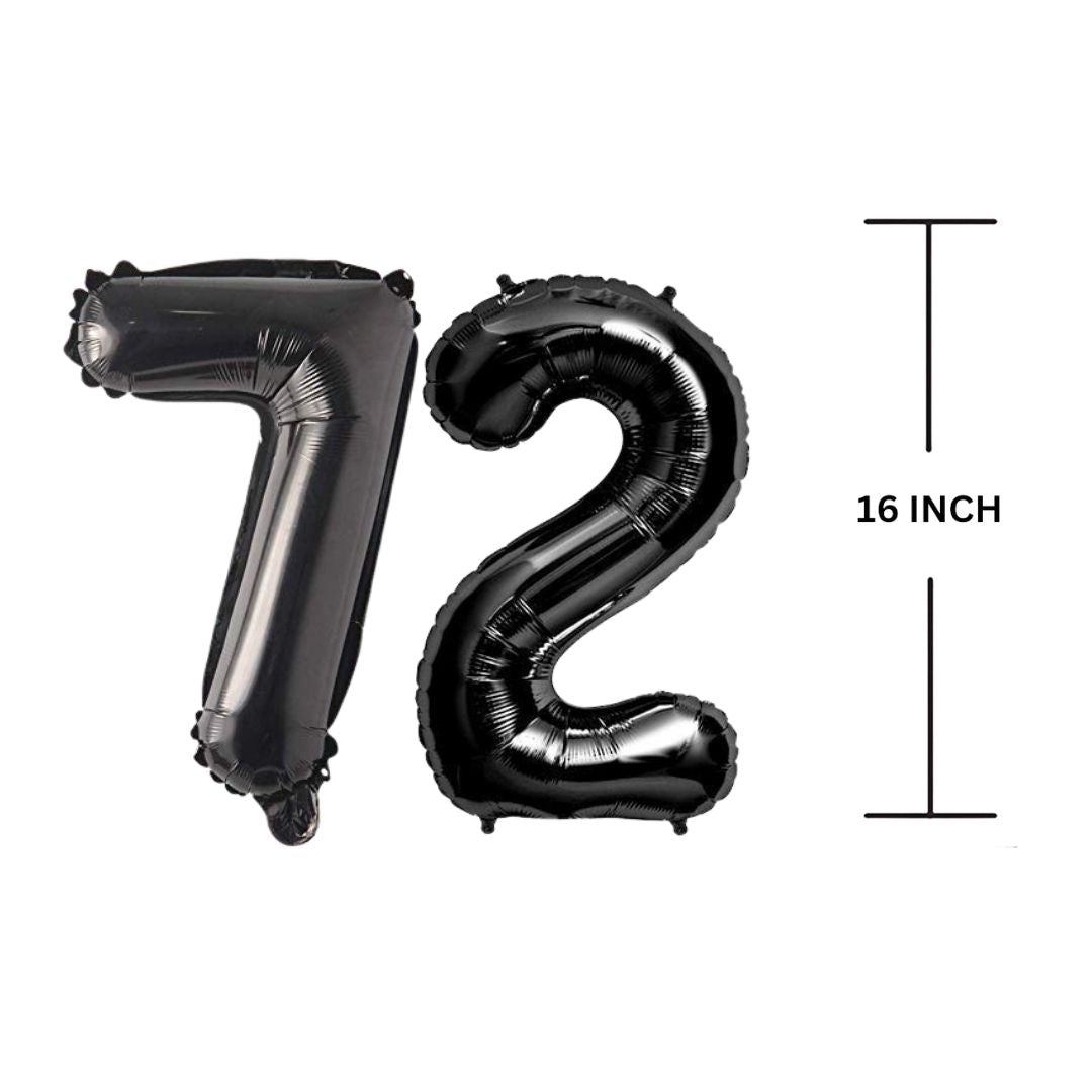 16 Inches Black Number Balloon Air or Helium Compactable Balloon for Party Decoration, Birthday, Anniversary