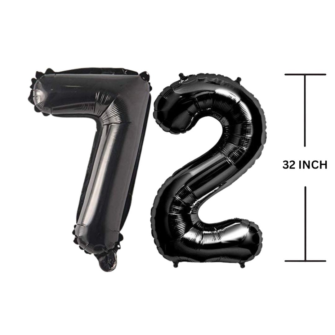 32 Inches Black Number Balloon Air or Helium Compactable Balloon for Party Decoration, Birthday, Anniversary