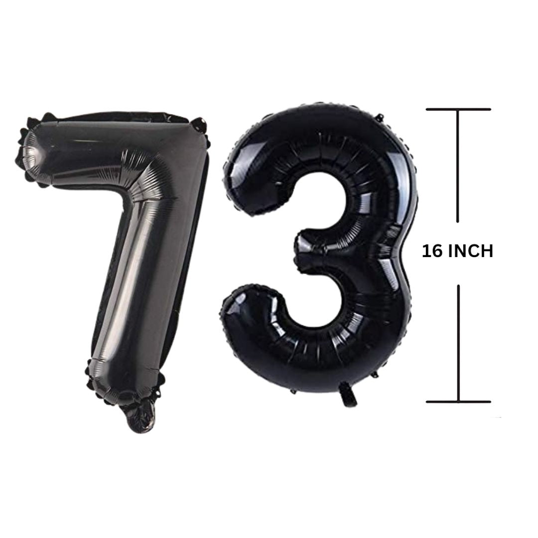 16 Inches Black Number Balloon Air or Helium Compactable Balloon for Party Decoration, Birthday, Anniversary