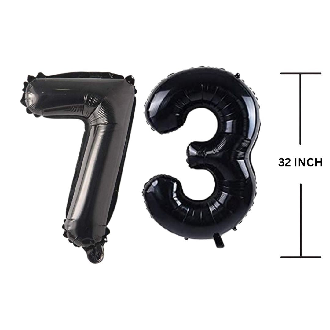 32 Inches Black Number Balloon Air or Helium Compactable Balloon for Party Decoration, Birthday, Anniversary