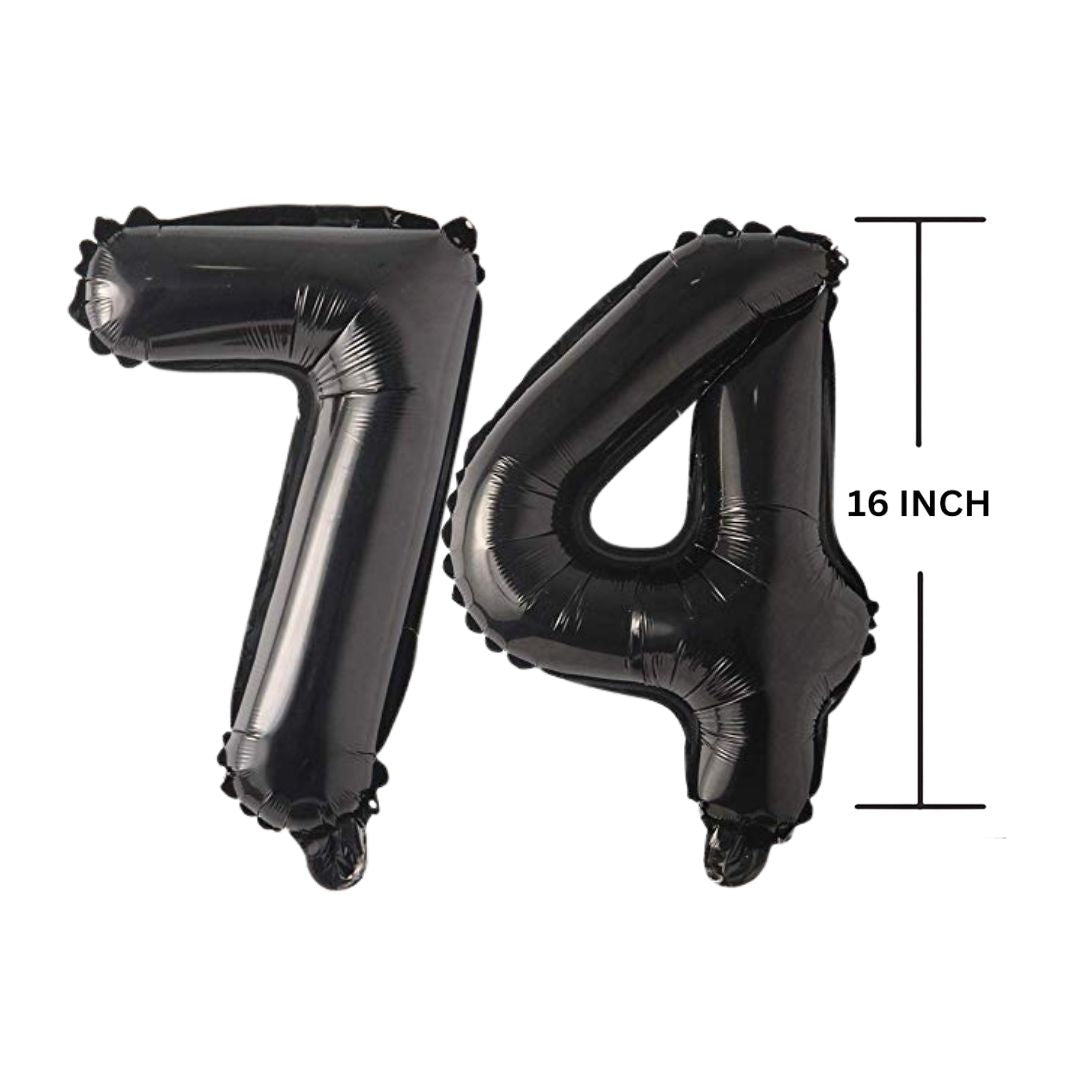 16 Inches Black Number Balloon Air or Helium Compactable Balloon for Party Decoration, Birthday, Anniversary