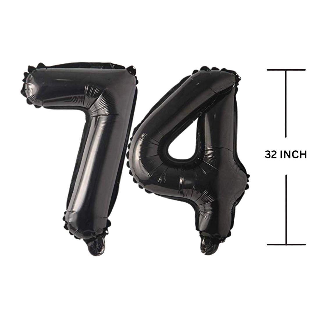 32 Inches Black Number Balloon Air or Helium Compactable Balloon for Party Decoration, Birthday, Anniversary