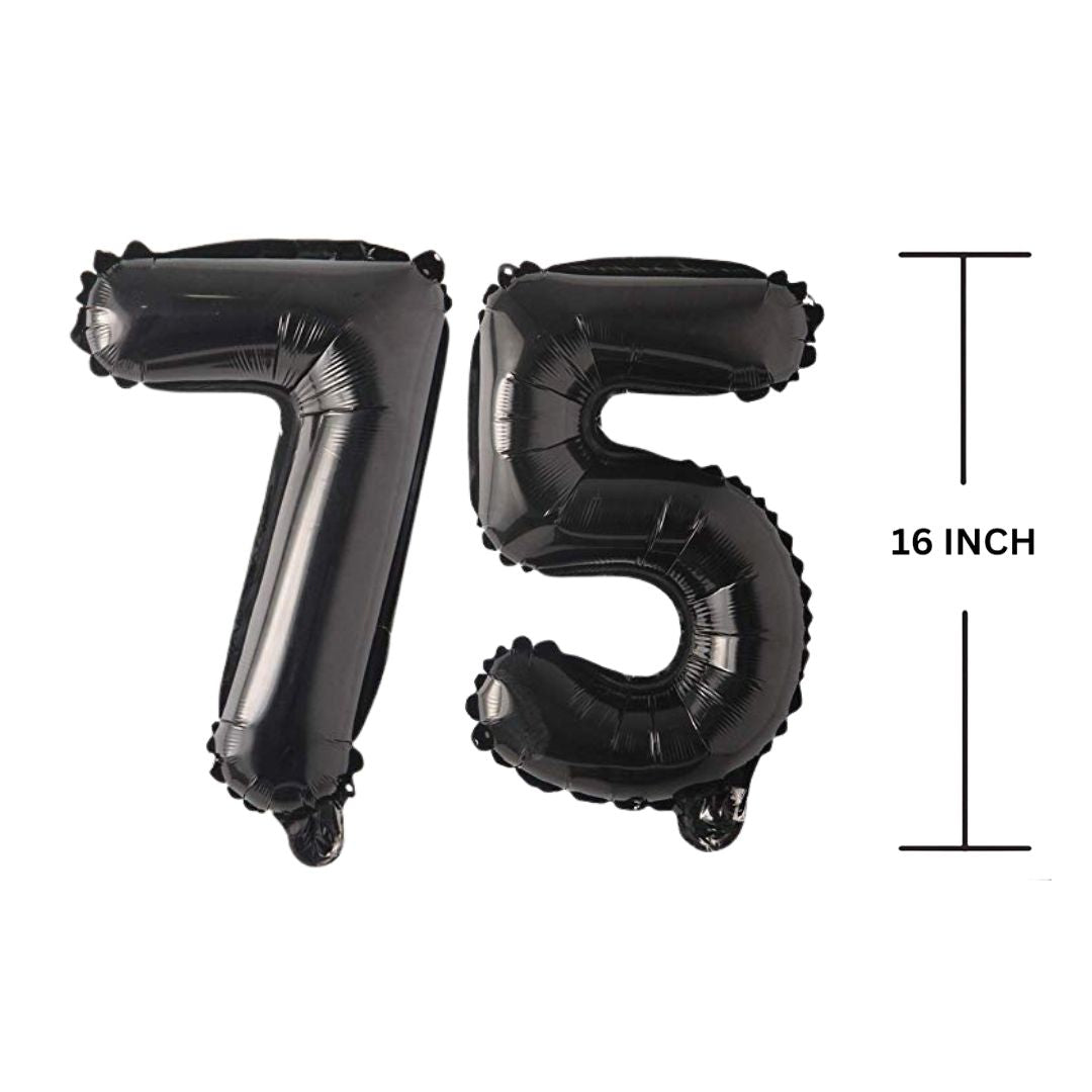 16 Inches Black Number Balloon Air or Helium Compactable Balloon for Party Decoration, Birthday, Anniversary