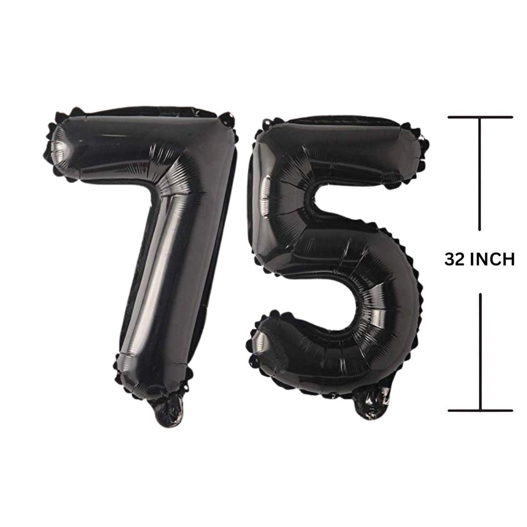 32 Inches Black Number Balloon Air or Helium Compactable Balloon for Party Decoration, Birthday, Anniversary