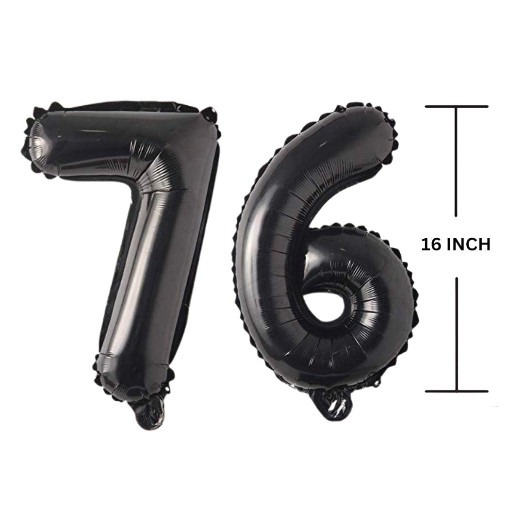 16 Inches Black Number Balloon Air or Helium Compactable Balloon for Party Decoration, Birthday, Anniversary