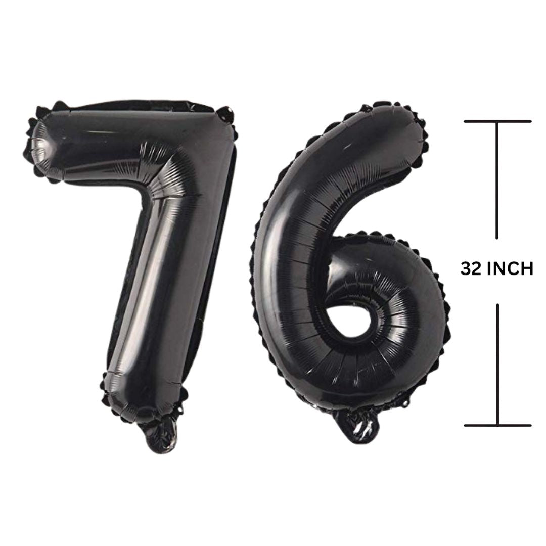 32 Inches Black Number Balloon Air or Helium Compactable Balloon for Party Decoration, Birthday, Anniversary